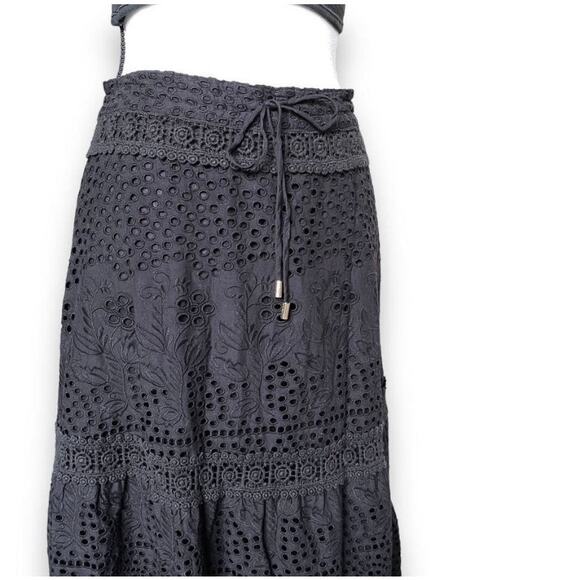 Melissa Odabash Alessia Black Eyelet Tiered
Maxi Skirt Sz M/L Black Cottagecore - Picture 4 of 7